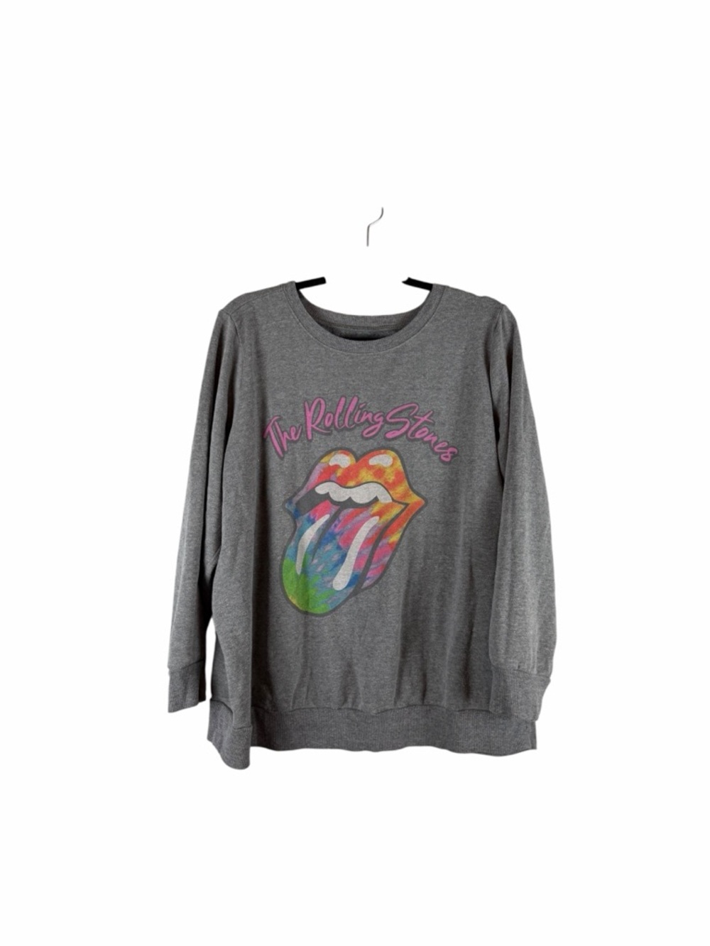 The Rolling Stones Rainbow Tie Dye Tongue Logo Gray Sweatshirt Size 2X